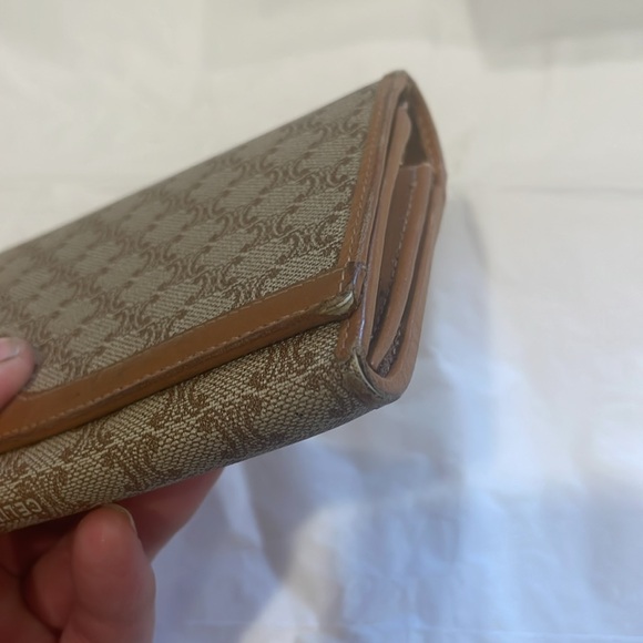 Celine CELINE Long Wallet Triomphe Macadam Pattern Folded Women's PVC Brown Tan - Picture 4 of 10